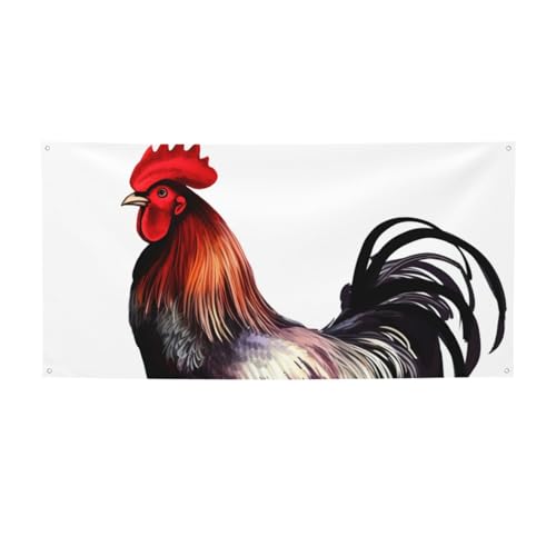 Banner für drinnen und draußen, personalisierbar, Hahn-Banner, Partyschilder, wiederverwendbar, blanko, 300D-Polyester, Dekoration, Banner für Party-Dekoration von PAQOLSMCKR