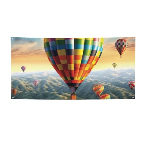 Banner für drinnen und draußen, personalisierbar, Heißluftballon-Banner, Partyschilder, wiederverwendbar, leeres Schild, 300D-Polyester, Dekoration, Banner für Party-Dekoration von PAQOLSMCKR