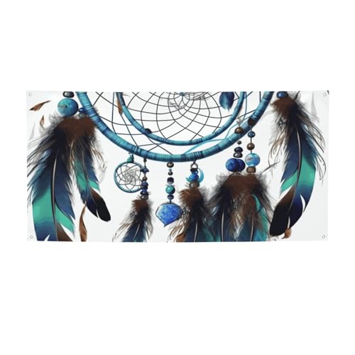 Banner für drinnen und draußen, personalisierbar, Indianer-Traumfänger-Banner, Partyschilder, wiederverwendbar, leeres Schild, 300D-Polyester, Dekoration, Banner für Party-Dekoration von PAQOLSMCKR
