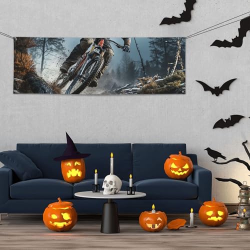 Banner für drinnen und draußen, personalisierbar, Mountainbike-Turnierbanner, Partyschilder, wiederverwendbar, blanko, 300D-Polyester, Dekoration, Banner für Party-Dekoration von PAQOLSMCKR