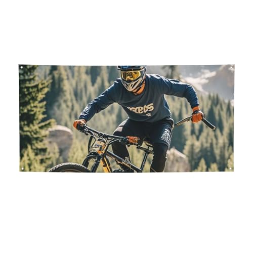 Banner für drinnen und draußen, personalisierbar, Mountainbike-Turnierbanner, Partyschilder, wiederverwendbar, blanko, 300D-Polyester, Dekoration, Banner für Party-Dekoration von PAQOLSMCKR