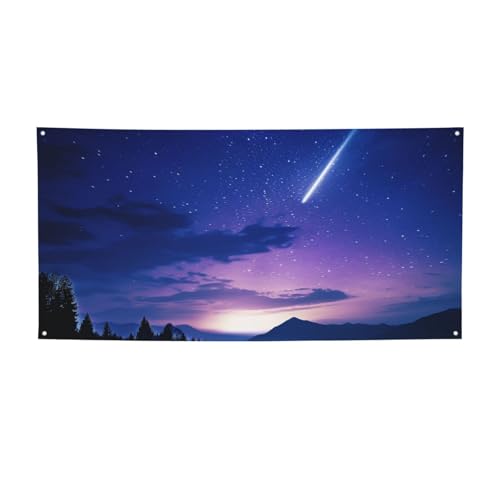 Banner für drinnen und draußen, personalisierbar, Nachthimmel, Silhouette, Banner, Partyschilder, wiederverwendbar, blanko, 300D Polyester, Dekoration, Banner für Party-Dekoration von PAQOLSMCKR