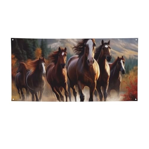 Banner für drinnen und draußen, personalisierbar, Pferde, Partyschilder, wiederverwendbar, blanko, 300D-Polyester, Dekoration, Banner für Party-Dekoration von PAQOLSMCKR