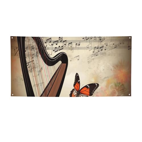 Banner für drinnen und draußen, personalisierbar, Schmetterlings-Harfe, Partyschilder, wiederverwendbar, blanko, 300D-Polyester, Dekoration, Banner für Party-Dekoration von PAQOLSMCKR