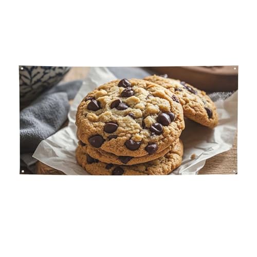Banner für drinnen und draußen, personalisierbar, Schokoladenkekse, Banner, Partyschilder, wiederverwendbar, blanko, 300D Polyester, Dekoration, Banner für Party-Dekoration von PAQOLSMCKR