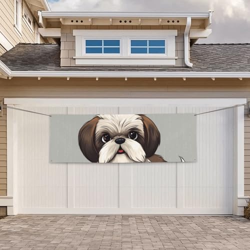 Banner für drinnen und draußen, personalisierbar, Shih Tzu Hunde-Banner, Partyschilder, wiederverwendbar, leeres Schild, 300D-Polyester, Dekoration, Banner für Party-Dekoration von PAQOLSMCKR