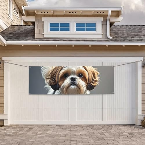 Banner für drinnen und draußen, personalisierbar, Shih Tzu Hunde-Banner, Partyschilder, wiederverwendbar, leeres Schild, 300D-Polyester, Dekoration, Banner für Party-Dekoration von PAQOLSMCKR