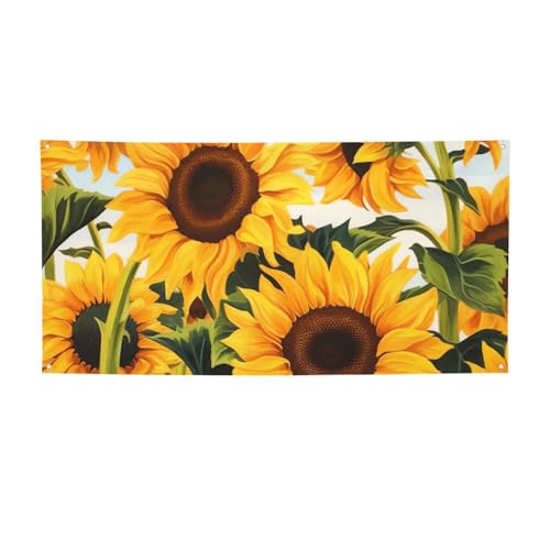 Banner für drinnen und draußen, personalisierbar, Sonnenblumenmalerei, Banner, Partyschilder, wiederverwendbar, leeres Schild, 300D Polyester, Dekoration, Banner für Party-Dekoration von PAQOLSMCKR
