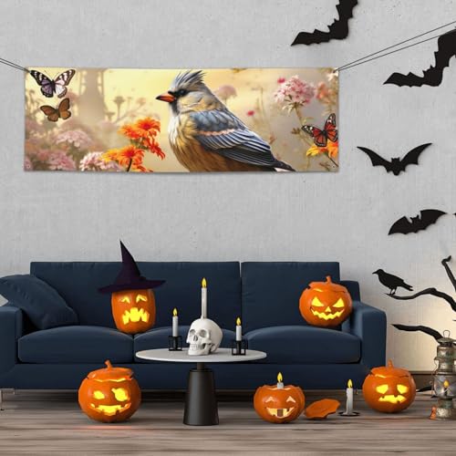 Banner für drinnen und draußen, personalisierbar, Spatzenvögel, singende Banner, Partyschilder, wiederverwendbar, leeres Schild, 300D-Polyester, Dekoration, Banner für Party-Dekoration von PAQOLSMCKR