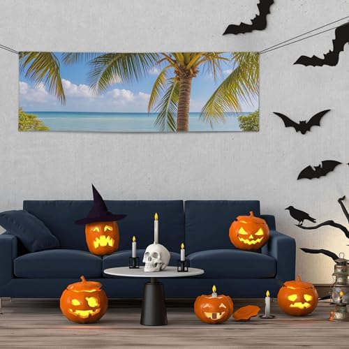 Banner für drinnen und draußen, personalisierbar, Strandpalme, Banner, Partyschilder, wiederverwendbar, blanko, 300D Polyester, Dekoration, Banner für Party-Dekoration von PAQOLSMCKR