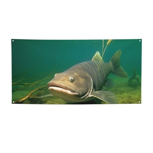 Banner für drinnen und draußen, personalisierbar, Unterwasserwels-Banner, Partyschilder, wiederverwendbar, blanko, 300D-Polyester, Dekoration, Banner für Party-Dekoration von PAQOLSMCKR