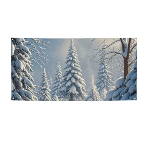 Banner für drinnen und draußen, personalisierbar, Winter-Schneeszene, Banner, Partyschilder, wiederverwendbar, blanko, 300D-Polyester, Dekoration, Banner für Party-Dekoration von PAQOLSMCKR