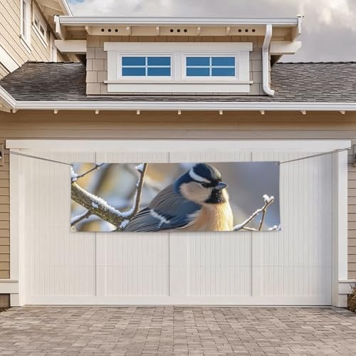 Banner für drinnen und draußen, personalisierbar, Wintervogel auf Ast, Banner, Partyschilder, wiederverwendbar, leeres Schild, 300D-Polyester, Dekoration, Banner für Party-Dekoration von PAQOLSMCKR