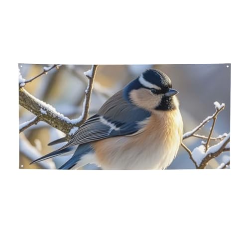 Banner für drinnen und draußen, personalisierbar, Wintervogel auf Ast, Banner, Partyschilder, wiederverwendbar, leeres Schild, 300D-Polyester, Dekoration, Banner für Party-Dekoration von PAQOLSMCKR