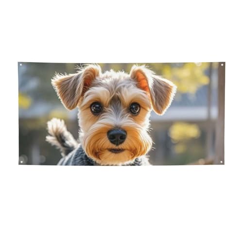 Banner für drinnen und draußen, personalisierbar, Yorkie-Welpe, Partyschilder, wiederverwendbar, blanko, 300D-Polyester, Dekoration, Banner für Party-Dekoration von PAQOLSMCKR
