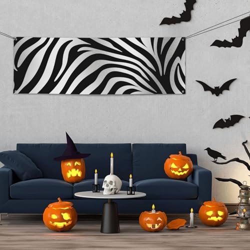 Banner für drinnen und draußen, personalisierbar, Zebramuster, Partyschilder, wiederverwendbar, blanko, 300D-Polyester, Dekoration, Banner für Party-Dekoration von PAQOLSMCKR