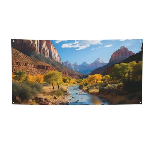 Banner für drinnen und draußen, personalisierbar, Zion-Nationalpark-Banner, Partyschilder, wiederverwendbar, blanko, 300D-Polyester, Dekoration, Banner für Party-Dekoration von PAQOLSMCKR