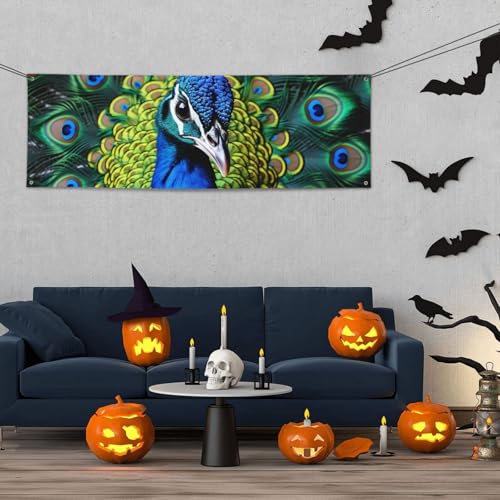Banner für drinnen und draußen, personalisierbar, blauer Pfau, Partyschilder, wiederverwendbar, blanko, 300D Polyester, Dekoration, Banner für Party-Dekoration Banner für drinnen und draußen, personalisierbar, blauer Pfau, Partyschilder, wiederverwendbar, blanko, 300D Polyester, Dekoration, Banner für Party-Dekoration von PAQOLSMCKR