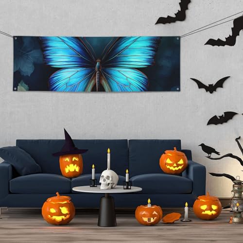 Banner für drinnen und draußen, personalisierbar, blaues Schmetterlingsmuster, Partyschilder, wiederverwendbar, blanko, 300D Polyester, Dekoration, Banner für Party-Dekoration Banner für drinnen und draußen, personalisierbar, blaues Schmetterlingsmuster, Partyschilder, wiederverwendbar, blanko, 300D Polyester, Dekoration, Banner für Party-Dekoration von PAQOLSMCKR