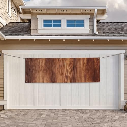 Banner für drinnen und draußen, personalisierbar, braune Holzmaserung, Banner, Partyschilder, wiederverwendbar, leeres Schild, 300D Polyester, Dekoration, Banner für Party-Dekoration von PAQOLSMCKR