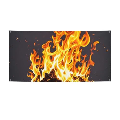 Banner für drinnen und draußen, personalisierbar, brüllende Flamme, Banner, Partyschilder, wiederverwendbar, leeres Schild, 300D Polyester, Dekoration, Banner für Party-Dekoration von PAQOLSMCKR