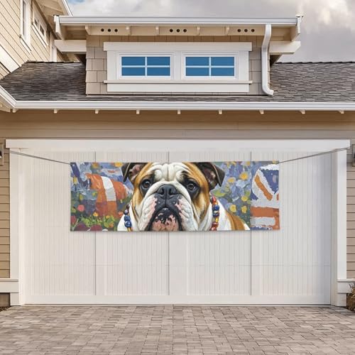 Banner für drinnen und draußen, personalisierbar, englische Bulldogge, Partyschilder, wiederverwendbar, leeres Schild, 300D Polyester, Dekoration, Banner für Party-Dekoration von PAQOLSMCKR