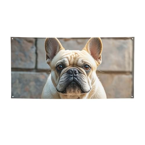 Banner für drinnen und draußen, personalisierbar, französische Bulldogge, Partyschilder, wiederverwendbar, blanko, 300D-Polyester, Dekoration, Banner für Party-Dekoration von PAQOLSMCKR