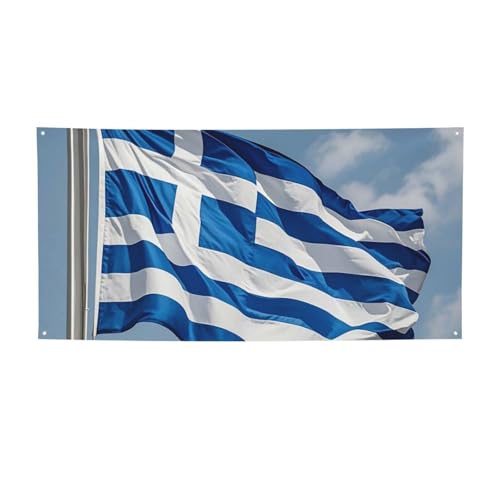 Banner für drinnen und draußen, personalisierbar, griechische Flagge, Banner, Partyschilder, wiederverwendbar, blanko, 300D Polyester, Dekoration, Banner für Party-Dekoration von PAQOLSMCKR