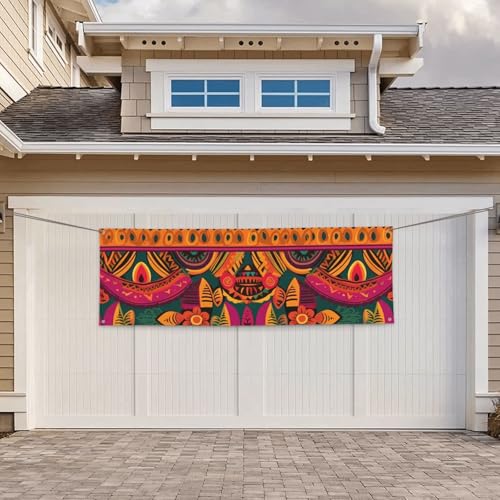 Banner für drinnen und draußen, personalisierbar, mexikanische Volkskunst, Boho-Banner, Partyschilder, wiederverwendbar, leeres Schild, 300D-Polyester, Dekoration, Banner für Party-Dekoration von PAQOLSMCKR
