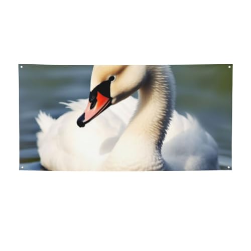 Banner für drinnen und draußen, personalisierbar, niedlicher kleiner Schwan, Partyschilder, wiederverwendbar, blanko, 300D-Polyester, Dekoration, Banner für Party-Dekoration von PAQOLSMCKR