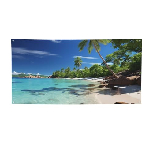 Banner für drinnen und draußen, personalisierbar, tropisches Paradies-Banner, Partyschilder, wiederverwendbar, blanko, 300D-Polyester, Dekoration, Banner für Party-Dekoration von PAQOLSMCKR