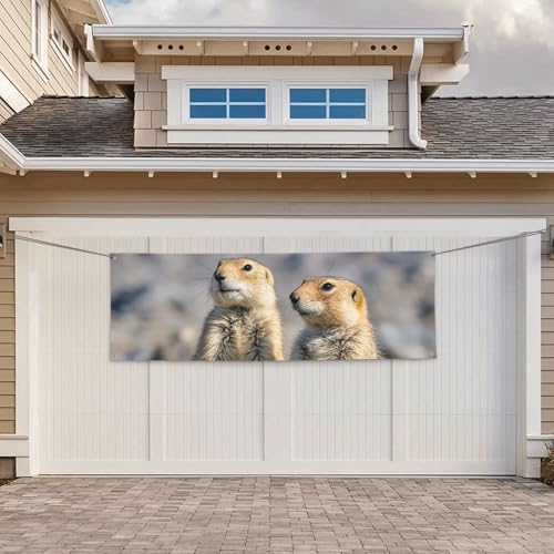 Banner für drinnen und draußen, personalisierbar, zwei Präriehunde, Partyschilder, wiederverwendbar, leeres Schild, 300D Polyester, Dekoration, Banner für Party-Dekoration von PAQOLSMCKR