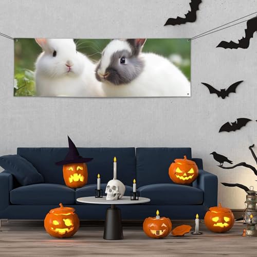 Banner für drinnen und draußen, personalisierbar, zwei kleine niedliche Kaninchen, Partyschilder, wiederverwendbar, blanko, 300D-Polyester, Dekoration, Banner für Party-Dekoration Banner für drinnen und draußen, personalisierbar, zwei kleine niedliche Kaninchen, Partyschilder, wiederverwendbar, blanko, 300D-Polyester, Dekoration, Banner für Party-Dekoration von PAQOLSMCKR