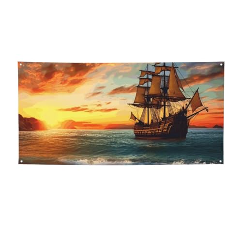 Banner für drinnen und draußen, personalisiertes Piratenschiff im Sonnenuntergang, Banner, Partyschilder, wiederverwendbar, blanko, 300D-Polyester, Dekoration, Banner für Party-Dekoration Banner für drinnen und draußen, personalisiertes Piratenschiff im Sonnenuntergang, Banner, Partyschilder, wiederverwendbar, blanko, 300D-Polyester, Dekoration, Banner für Party-Dekoration von PAQOLSMCKR