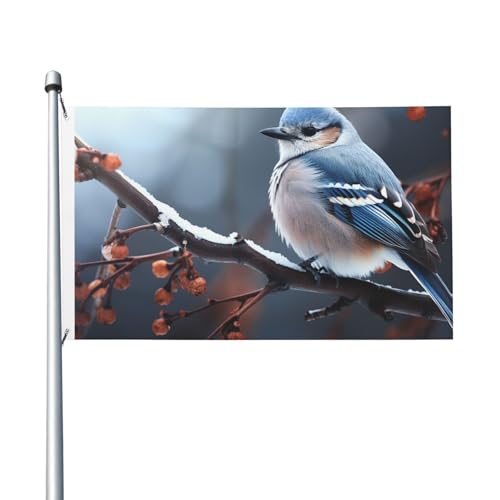Flagge, 90 x 152 cm, doppelseitig, Dekoration, Outdoor-Flaggen, Vogel auf Ast im Winter, Flagge, 200D schwere Gartenflaggen, Messingösen, Segeltuch, Kopfzeile, Außen-Hof-Banner für Urlaub Flagge, 90 x 152 cm, doppelseitig, Dekoration, Outdoor-Flaggen, Vogel auf Ast im Winter, Flagge, 200D schwere Gartenflaggen, Messingösen, Segeltuch, Kopfzeile, Außen-Hof-Banner für Urlaub von PAQOLSMCKR