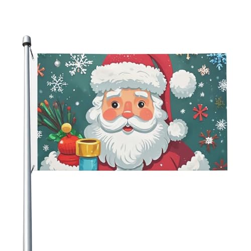 Flagge, 90 x 152 cm, doppelseitiges Banner, Dekoration, Outdoor-Flaggen, Weihnachtsmann-Flagge, 200D, schwere Gartenflaggen, Messingösen, Segeltuch-Kopf, Außen-Hof-Banner für Urlaub Flagge, 90 x 152 cm, doppelseitiges Banner, Dekoration, Outdoor-Flaggen, Weihnachtsmann-Flagge, 200D, schwere Gartenflaggen, Messingösen, Segeltuch-Kopf, Außen-Hof-Banner für Urlaub von PAQOLSMCKR