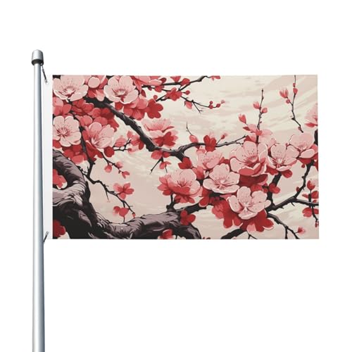 Flagge, 90 x 152 cm, doppelseitiges Banner, Dekoration, Outdoor-Flaggen, japanische Blumen-Kirschblüten-Flagge, 200D, schwere Gartenflaggen, Messingösen, Segeltuch-Kopf, Außen-Hof-Banner für Urlaub Flagge, 90 x 152 cm, doppelseitiges Banner, Dekoration, Outdoor-Flaggen, japanische Blumen-Kirschblüten-Flagge, 200D, schwere Gartenflaggen, Messingösen, Segeltuch-Kopf, Außen-Hof-Banner für Urlaub von PAQOLSMCKR