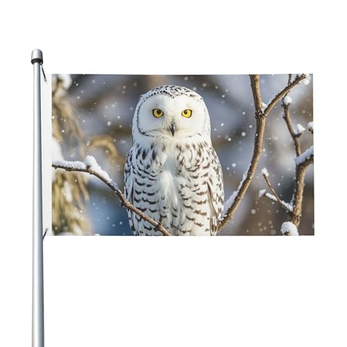 Flagge 90 x 152 cm Doppelseitiges Banner Dekoration Outdoor Flagge Winter Weiß Eule Flaggen 200D Schwere Gartenflaggen Messing Ösen Leinwand Header Außen Hof Banner für Urlaub von PAQOLSMCKR