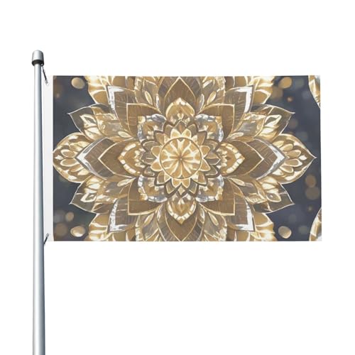 Flagge 90 x 152 cm Doppelseitiges Banner Dekoration Outdoor Flaggen Boho Gold Lotus Blumen Flagge 200D Schwere Gartenflaggen Messing Ösen Leinwand Header Außen Hof Banner für Urlaub Flagge 90 x 152 cm Doppelseitiges Banner Dekoration Outdoor Flaggen Boho Gold Lotus Blumen Flagge 200D Schwere Gartenflaggen Messing Ösen Leinwand Header Außen Hof Banner für Urlaub von PAQOLSMCKR
