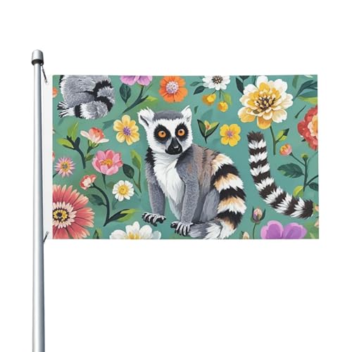 Flagge 90 x 152 cm Doppelseitiges Banner Dekoration Outdoor Flaggen Tiere Lemur Blumen Muster Flagge 200D Schwere Gartenflaggen Messing Ösen Leinwand Header Außen Hof Banner für Urlaub Flagge 90 x 152 cm Doppelseitiges Banner Dekoration Outdoor Flaggen Tiere Lemur Blumen Muster Flagge 200D Schwere Gartenflaggen Messing Ösen Leinwand Header Außen Hof Banner für Urlaub von PAQOLSMCKR