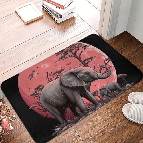 Fußmatte 60 x 40 cm, rutschfest, maschinenwaschbar, Fußmatte, Motiv: rosa Mond, Elefant, Eingangsmatte, Bodenmatte für Garage, Terrasse, Veranda, Bauernhaus Fußmatte 60 x 40 cm, rutschfest, maschinenwaschbar, Fußmatte, Motiv: rosa Mond, Elefant, Eingangsmatte, Bodenmatte für Garage, Terrasse, Veranda, Bauernhaus von PAQOLSMCKR