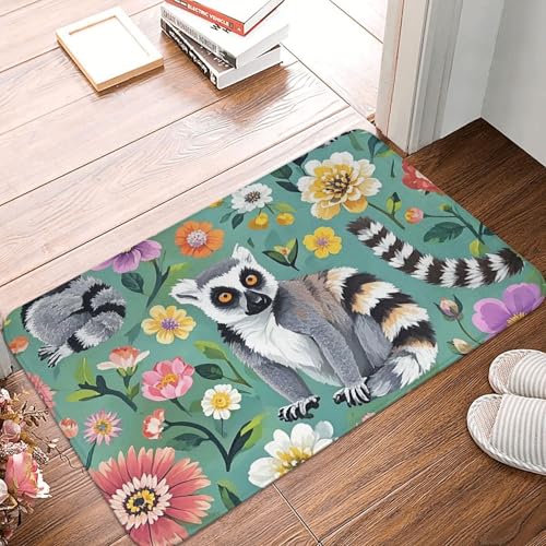 Fußmatte 60 x 40 cm, rutschfest, maschinenwaschbar, Fußmatte, Tiere, Lemur, Blumen, für drinnen und draußen, Eingangsmatte für Garage, Terrasse, Veranda, Bauernhaus Fußmatte 60 x 40 cm, rutschfest, maschinenwaschbar, Fußmatte, Tiere, Lemur, Blumen, für drinnen und draußen, Eingangsmatte für Garage, Terrasse, Veranda, Bauernhaus von PAQOLSMCKR