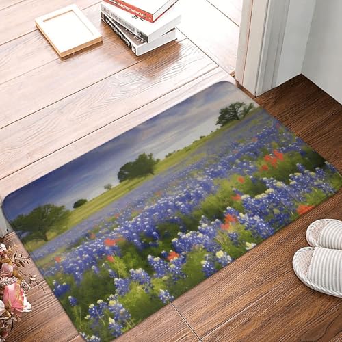 Fußmatte 60 x 40 cm, rutschfeste Schmutzfangmatte, maschinenwaschbar, Fußmatte Texas Bluebonnets Landschaft, Eingangsmatte für Innen- und Außenbereich, Eingangsmatte für Garage, Terrasse, Veranda Fußmatte 60 x 40 cm, rutschfeste Schmutzfangmatte, maschinenwaschbar, Fußmatte Texas Bluebonnets Landschaft, Eingangsmatte für Innen- und Außenbereich, Eingangsmatte für Garage, Terrasse, Veranda von PAQOLSMCKR