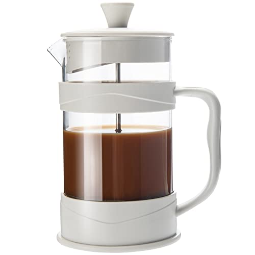 ParaCity French Press Kaffeebereiter 350ml, Kaffeepresse aus Edelstahlfilter und hitzebeständigem Glas, Kaltbrüh-Kaffeemaschine, gut als Geschenk für Reisen und Zuhause (350ml weiss) von ParaCity