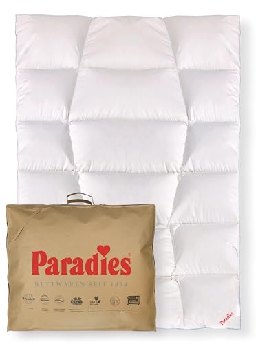 PARADIES Daunendecke 155x220 cm - 1.071g - Prima 90 Bio - Winterdecke 155x220 Daunen mit RDS zertifizierten Gänsefedern und Daunen von PARADIES