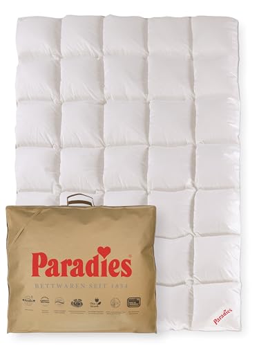 PARADIES Daunendecke 155x220 cm - 805g - Prima 90 Bio - Ganzjahresdecke 155x220 Daunen mit RDS zertifizierten Gänsefedern und Daunen von PARADIES