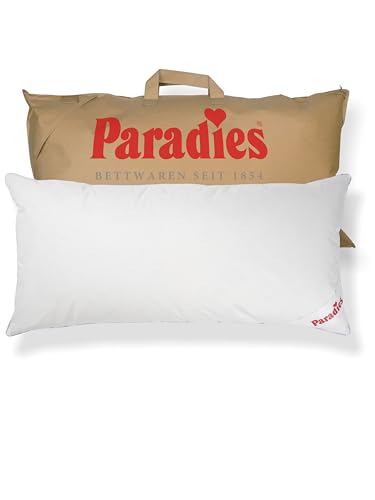 PARADIES Daunenkissen 40x80 cm - 450g - Cleo medium Bio - mittelfestes Kopfkissen 40x80 Daunen mit RDS zertifizierten Gänsefedern und Daunen von PARADIES