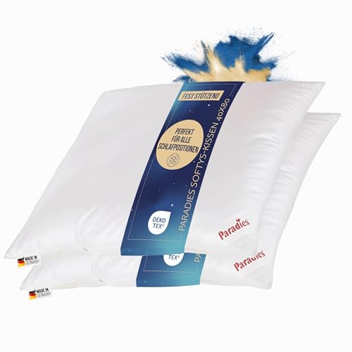 PARADIES Softy extra Kopfkissen Set (2 Stück) - 80x80cm, Aloe Vera Bezug, Waschbar 60°C, Variable Füllung, Allergikergeeignet, Made in Germany - Kuschelweich von PARADIES