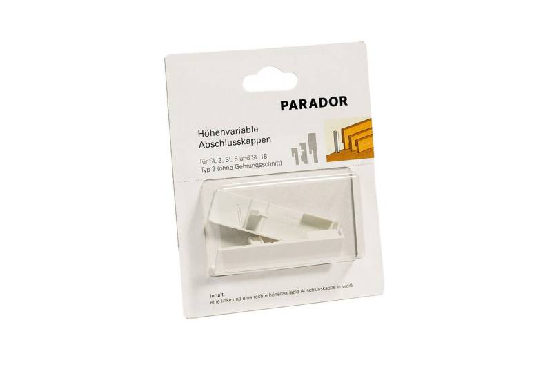 PARADOR Sockelleisten-Endkappe variabel Typ 2 für Sockelleisten SL 3, SL 5,SL 5 WF und SL 18, L: 2 cm, H: 14 cm, Für einen optimalen und sauberen Abschluss, 1-St., Kein Gehrungsschnitt erforderlich, Auf den Einsatz für die Sockelleisten SL 3, 5, 5 WF und 18 abgestimmt von PARADOR