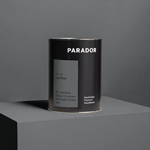 PARADOR Wandfarbe Carbon grau dunkel 2,5 L - nachhaltige Premium Innenfarbe matt - hohe Deckkraft tropffest spritzfest ergiebig schnelltrocknend geruchsneutral vegan von PARADOR